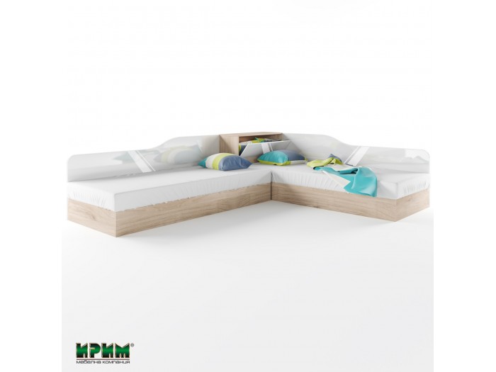 Ъглови легла Сити 2001 (бяло гланц/сонома арвен)